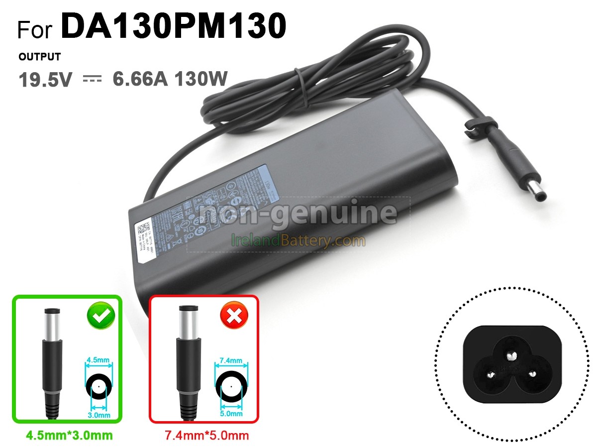 Replacement Dell 19.5V-6.66A 130W 4.5*3.0MM Adapter